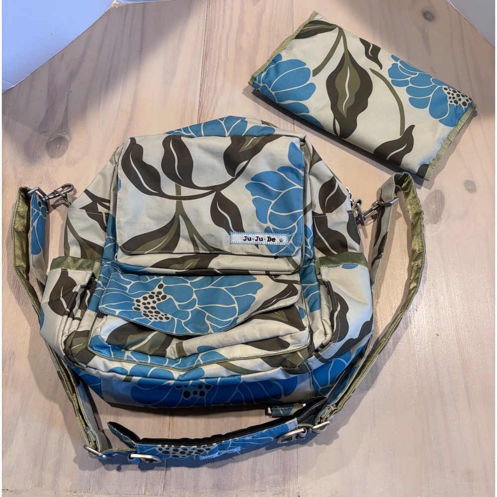 Ju-Ju-Be Diaper Bag Backpack Be All Marvelous Changing Pad Blue Green